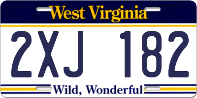 WV license plate 2XJ182