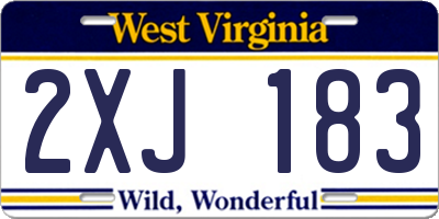 WV license plate 2XJ183