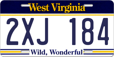 WV license plate 2XJ184