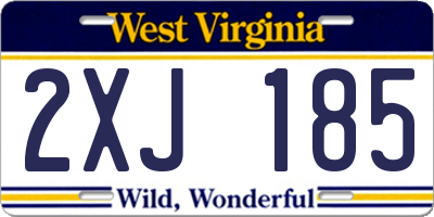 WV license plate 2XJ185