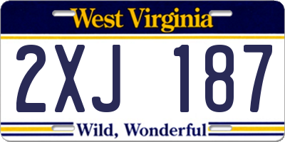 WV license plate 2XJ187