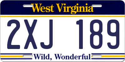 WV license plate 2XJ189