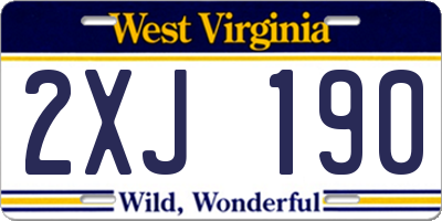 WV license plate 2XJ190