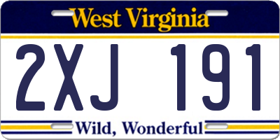 WV license plate 2XJ191