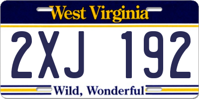 WV license plate 2XJ192