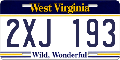 WV license plate 2XJ193