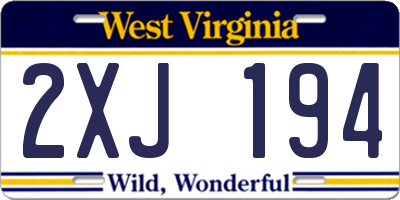 WV license plate 2XJ194