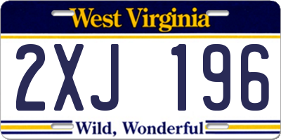 WV license plate 2XJ196