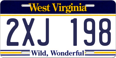 WV license plate 2XJ198