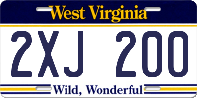WV license plate 2XJ200