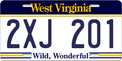 WV license plate 2XJ201