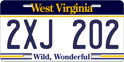 WV license plate 2XJ202