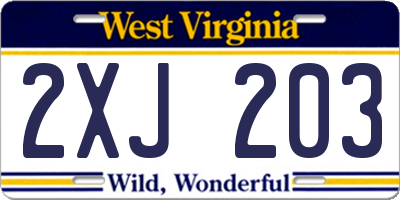 WV license plate 2XJ203