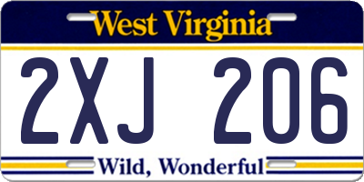 WV license plate 2XJ206