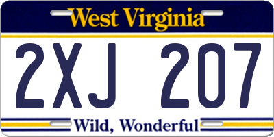 WV license plate 2XJ207