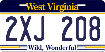WV license plate 2XJ208