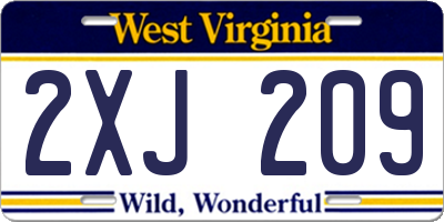 WV license plate 2XJ209