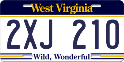 WV license plate 2XJ210