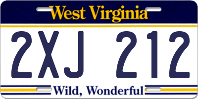 WV license plate 2XJ212
