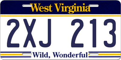 WV license plate 2XJ213