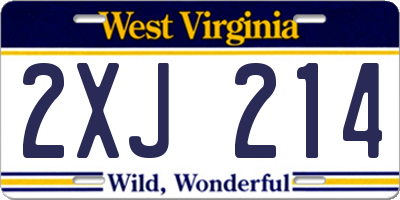 WV license plate 2XJ214