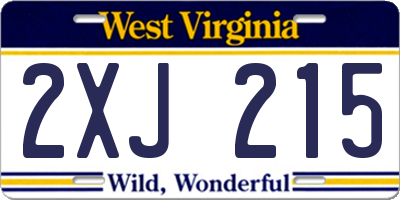 WV license plate 2XJ215
