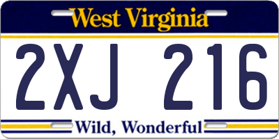 WV license plate 2XJ216