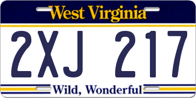 WV license plate 2XJ217