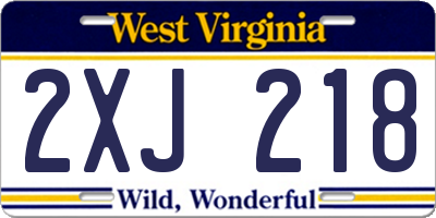WV license plate 2XJ218
