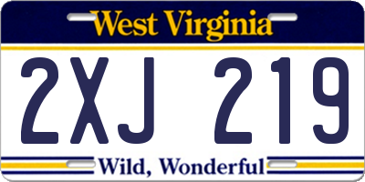 WV license plate 2XJ219