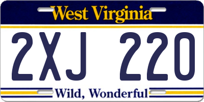 WV license plate 2XJ220
