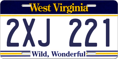 WV license plate 2XJ221