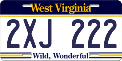 WV license plate 2XJ222
