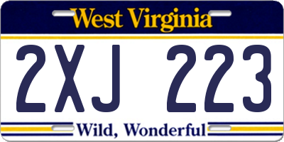 WV license plate 2XJ223