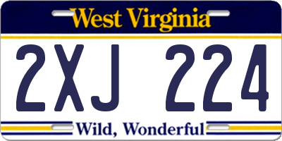 WV license plate 2XJ224