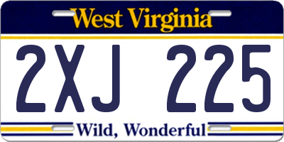 WV license plate 2XJ225