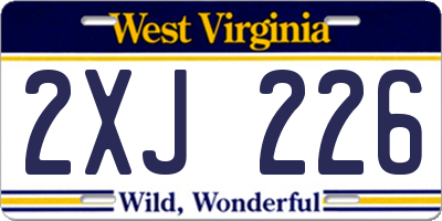 WV license plate 2XJ226