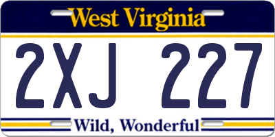 WV license plate 2XJ227