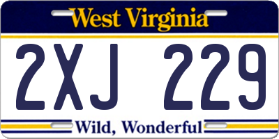 WV license plate 2XJ229