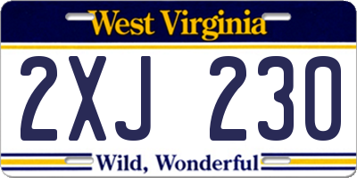 WV license plate 2XJ230