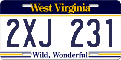 WV license plate 2XJ231