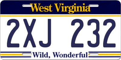 WV license plate 2XJ232