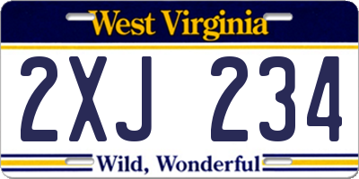 WV license plate 2XJ234