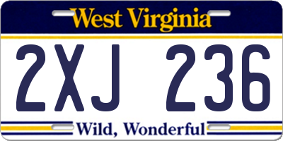 WV license plate 2XJ236