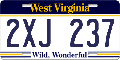 WV license plate 2XJ237