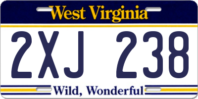 WV license plate 2XJ238