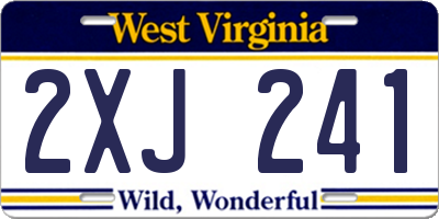 WV license plate 2XJ241