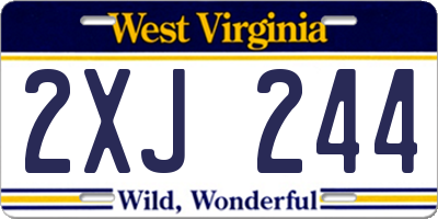 WV license plate 2XJ244