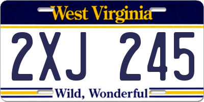WV license plate 2XJ245