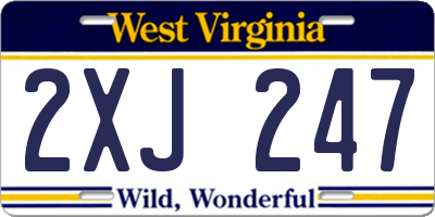 WV license plate 2XJ247